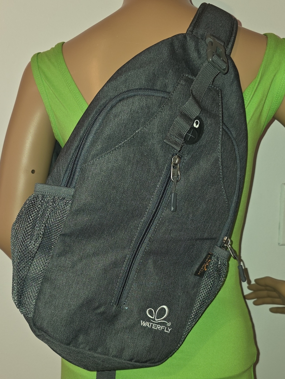 Waterfly Black Sling Bag for Men - Compact Crossbody Belt Bag